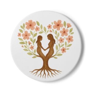 7616423550409843502_2048.jpeg Floral Heart Ceramic Coaster - Perfect for Gifts, Home Decor, and Celebrations